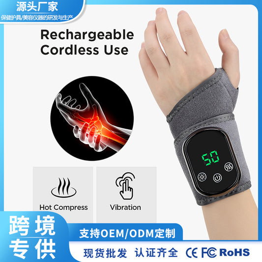 越境向け USB加熱式手首バンデージ｜振動付き温熱圧マッサージャー｜フィジオセラピー対応リストウォーマー